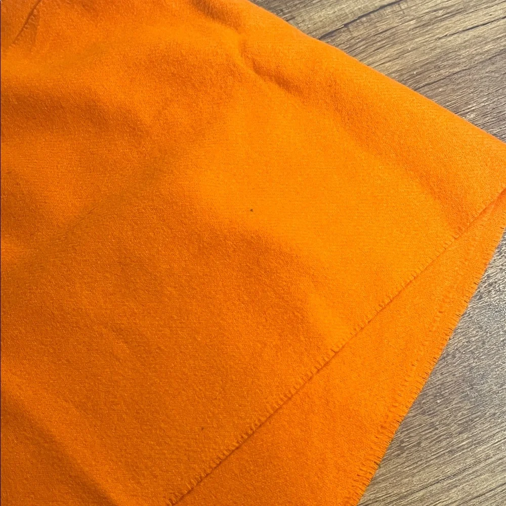 Burberry Vibrant Orange Lambswool Fringe Scarf - Picture 4 of 6